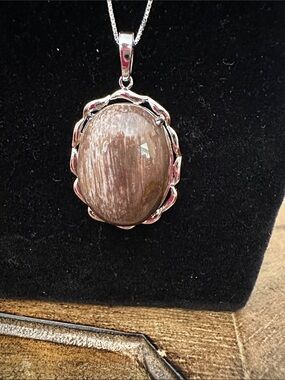 Brown Stone Sterling  Pendant Necklace